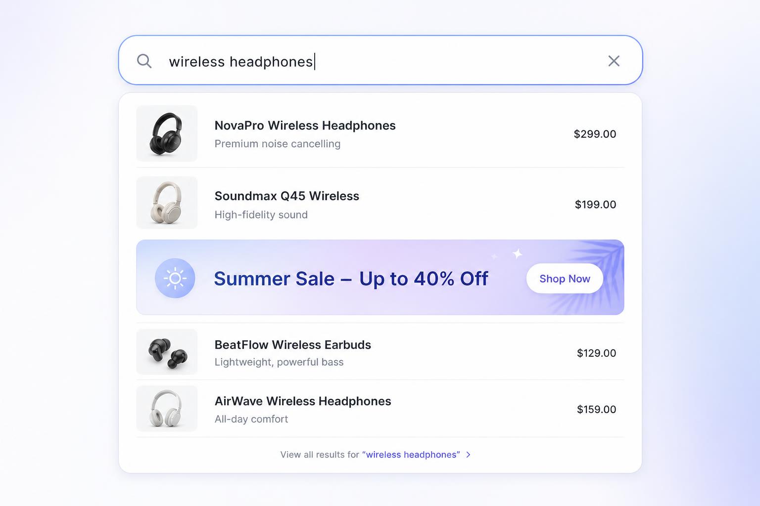 Promotional Banners in Autocomplete