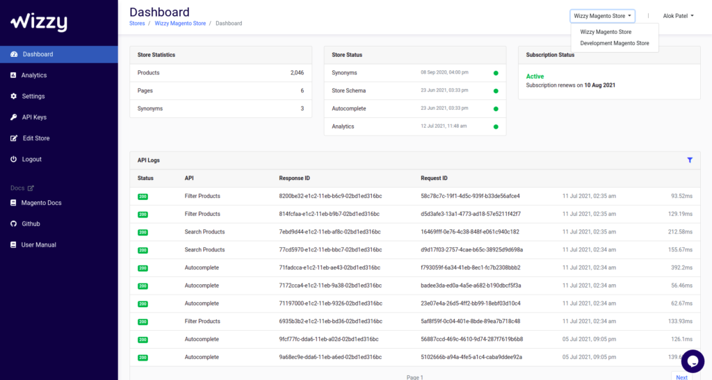 Manage synonyms in the dashboard